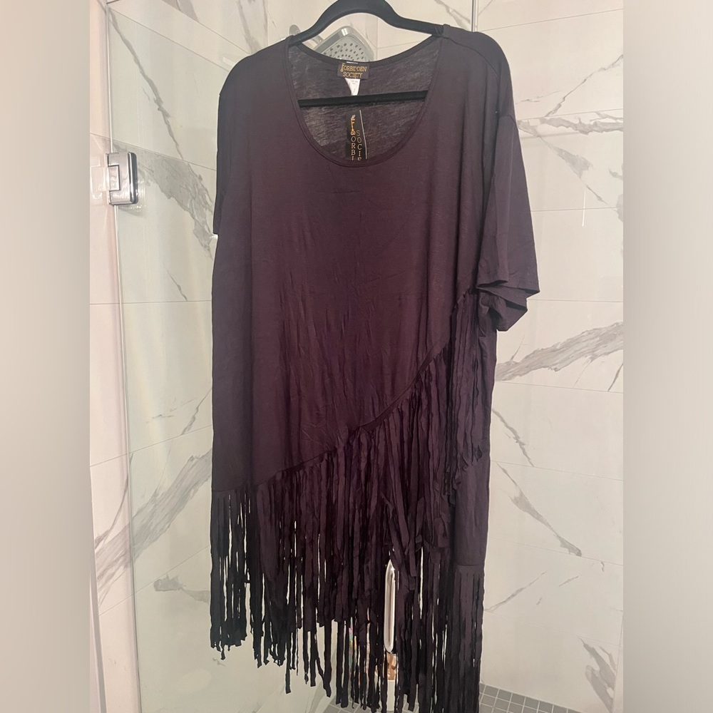 Forbidden Society size 3X fringed softest tshirt style top for over leggings
